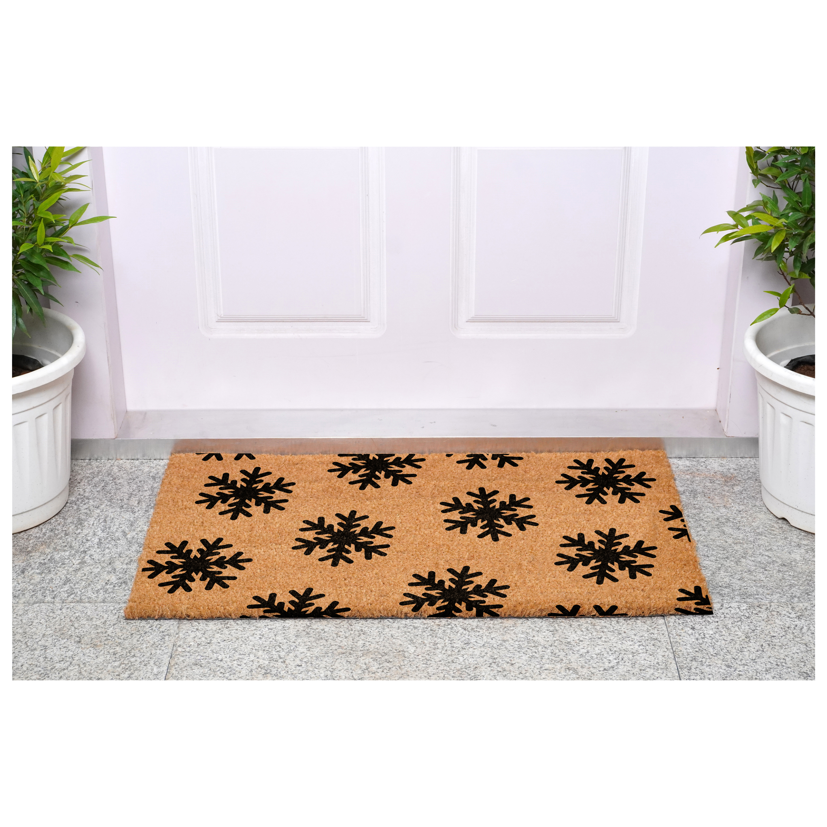 Black Snowflakes Doormat 17" x 29"