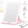 thumbnail image 1 of Rechargeable Travel Makeup Mirror Portable Travel Lighted Makeup Mirror with Color Modes Dimmable Compact Tabletop LED Vanity Mirror with Touch Screen, 1 of 9