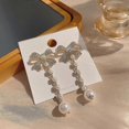 thumbnail image 2 of Pendientes largos con borlas doradas, pendientes colgantes con flecos, pendientes finos hechos a mano, pendientes llamativos bohemios para mujeres y niñas, fiestas diarias ------Código de producto 60, 2 of 3