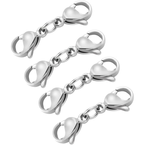 4 PCS Double Lobster Clasp Extender, Double Claw Connector Silver Bracelet Extender Clasps Small Necklace Shortener Clasp for DIY Jewelry Making, 24mm/ 0.95 Inch