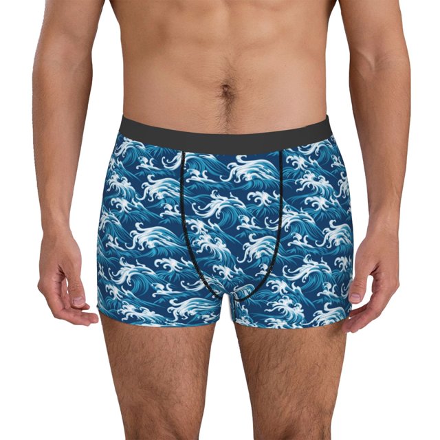 Fotbe Sea Water Wave Calzoncillos Tipo Boxer con Bolsa de Soporte Total para Hombre, X-Temp Fresco, Transpirable y de Secado Rápido-X-Large