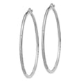 thumbnail image 2 of 14k White Gold 2x50mm Satin Diamond-cut Round Tube Hoop Earrings TC203, 2 of 3