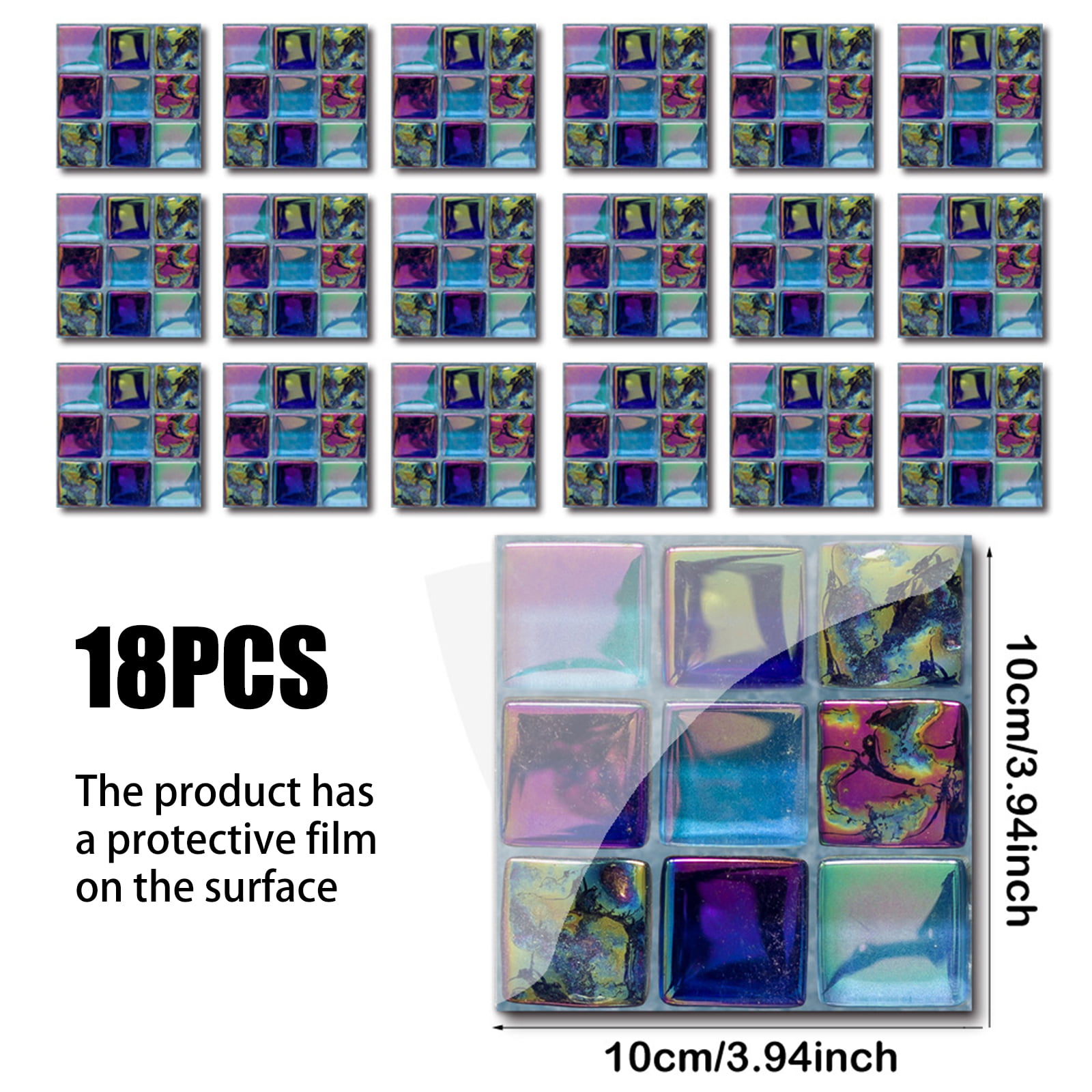 18PCS 3D Mosaic Wall Sticker Self Adhesive Tile Stickers Bathroom Kitchen Decor