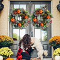 thumbnail image 3 of Corona de calabazas blancas, ranúnculo, hermosa decoración clásica de otoño para puerta de entrada de casa de campo, decoración de otoño para el hogar, Acción de Gracias, 3 of 5