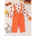thumbnail image 3 of xiaxaixu Child Halloween Outfits Boys Girls Pumpkin Print Button Down Shirt and Overalls Set Kids 2 Piece Pants Suits, 3 of 9