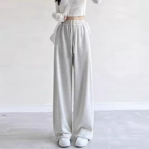 Sweatpants Kids Casual High Waisted Wide Leg Sweatpants Grey Joggers For Girls Baggy Pants Clothes Girls 10-12 Years
