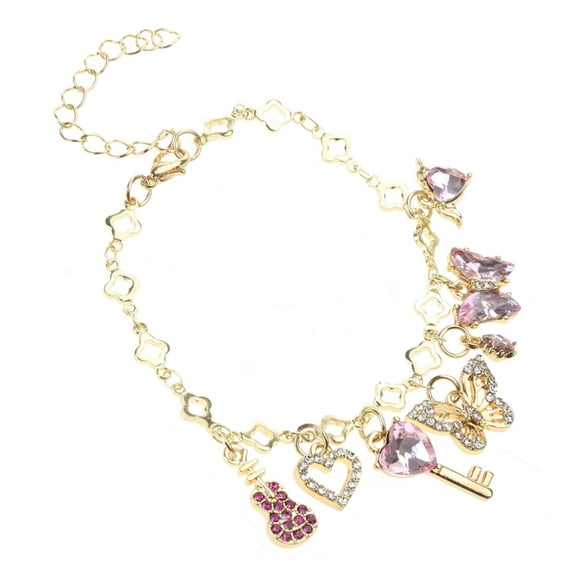 Sweet Sparkling Zircon Bracelets Butterfly Charm Bangle Jewelry for Women Girls