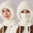 thumbnail image 2 of 3 in 1 Knit Beanie Hat，Fleece Lined Winter Scarf Mask Set for Women，Winter Warm Ear Protection Knitted Snow Outdoor Caps Plush Earmuff Hats, 2 of 9