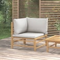 thumbnail image 1 of vidaXL Garden Corner Sofa with Light Grey Cushions Bamboo, 1 of 4