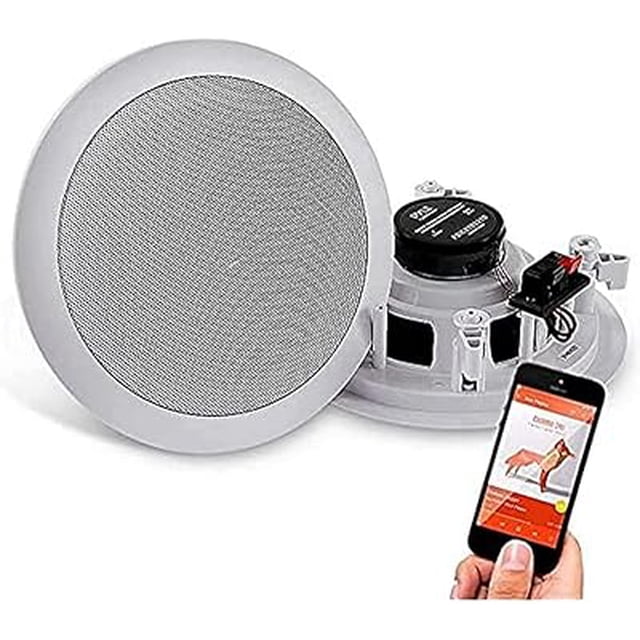 Pyle Pair 6.5” Bluetooth Flush Mount In-wall In-ceiling 2 (PDICBT652RD) -Way Universal Home Speaker System Spring Loaded Quick Connections Polypropylene Cone Polymer Tweeter Stereo Sound 200 Watts