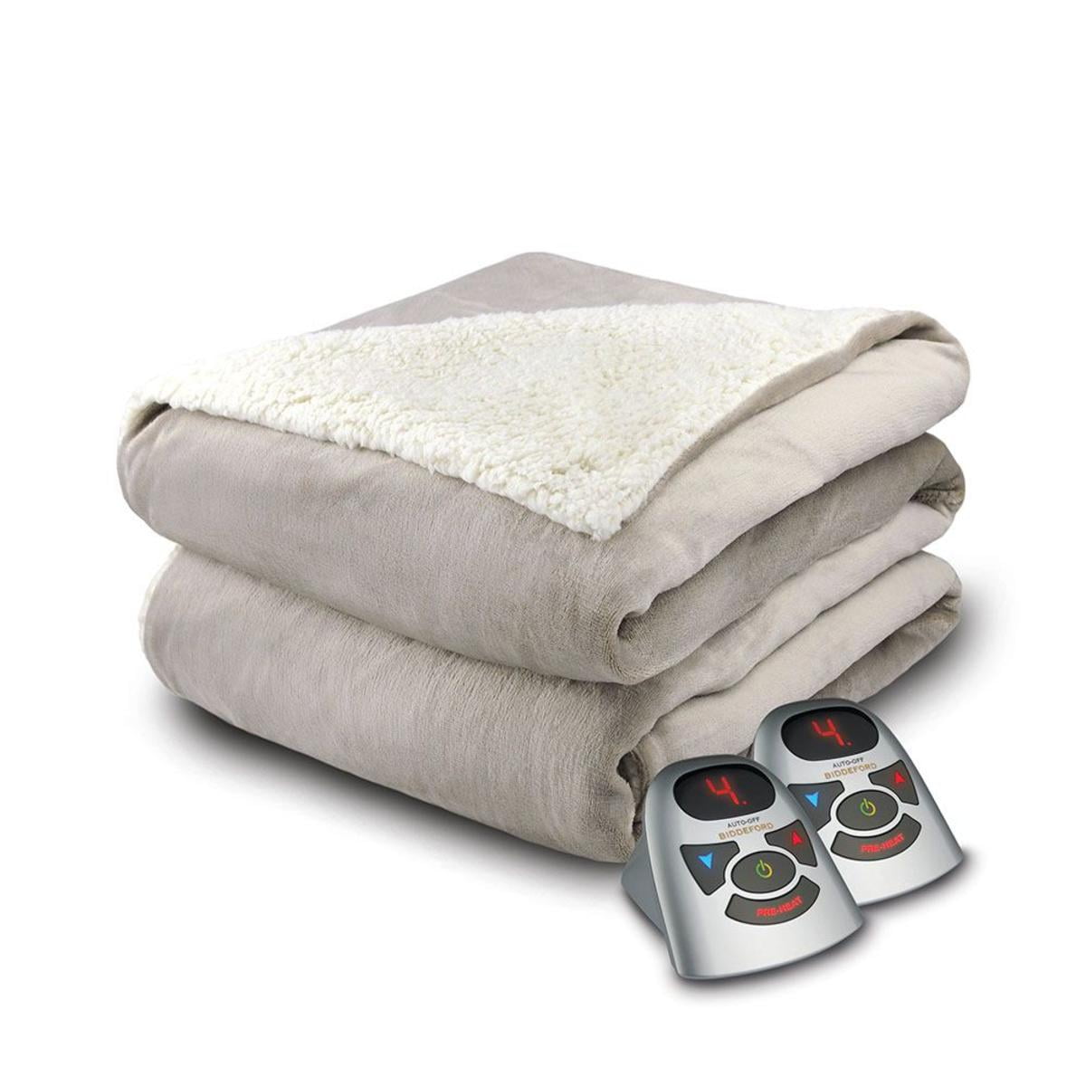 Biddeford Blankets Velour Sherpa Heated Blanket With Digital Controller King Com Biddeford Blankets Velour Sherpa Heated, King Size Electric Blanket Bed Bath And Beyond