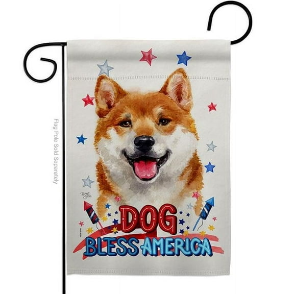 Breeze Decor G120181-BO Patriotic Shiba Inu Animals Dog 13 x 18.5 in. Double-Sided Decorative Vertical Garden Flags for House Decoration Banner Yard Gift