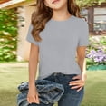 thumbnail image 2 of YOUYEDIAN Girl's Ribbed T-Shirts, Cotton Short Sleeve Basic Tees Crewneck Fitted Tops Casual Shirts 2026 Summer Trendy (Light Gray, 9-10 Years), 2 of 4