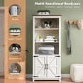 thumbnail image 4 of 5-Shelf Farmhouse Bookshelf with Doors, 70" Rustic Display Cabinet & Large Storage for Home Office, Living Room, Bedroom, Off-White, 4 of 7