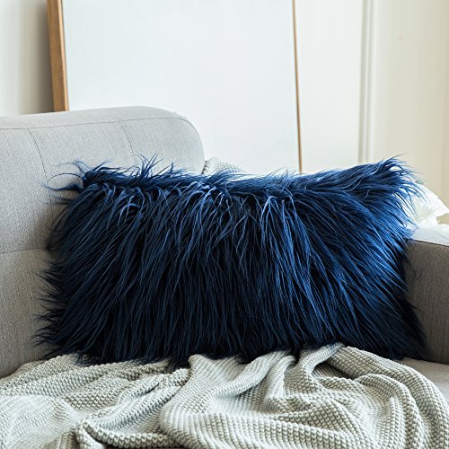 dark blue fur throw