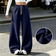 thumbnail image 3 of WULMLEO Wide Leg Sweatpants Women Baggy Elastic High Waisted Lounge Pants 2026 0versized Soft Relaxed Fit Workout Trousers with Pockets Navy XL, 3 of 9