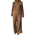 thumbnail image 2 of Gamivast Two Piece Outfits for Women Sleeveless Crew Neck Tank Top & Wide Leg Pants Lounge Sets Solid Elegant Summer Casual Daily Matching Sweatsuits, 2 of 7
