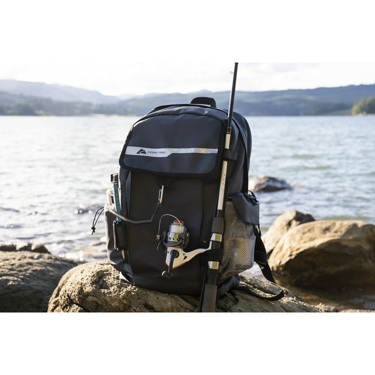 Ozark Trail Tackle and Gear 27 LTR Fishing Backpack, Black, Unisex, POLYESTER, Adult, adult unisex