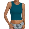 thumbnail image 5 of ANRABESS Women Basic Crop Tank Tops Casual Ribbed Knit Workout Tops Sleeveless Shirts Tight High Neck Camisole Women Girls Summer Clothes Indigo XXL, 5 of 11