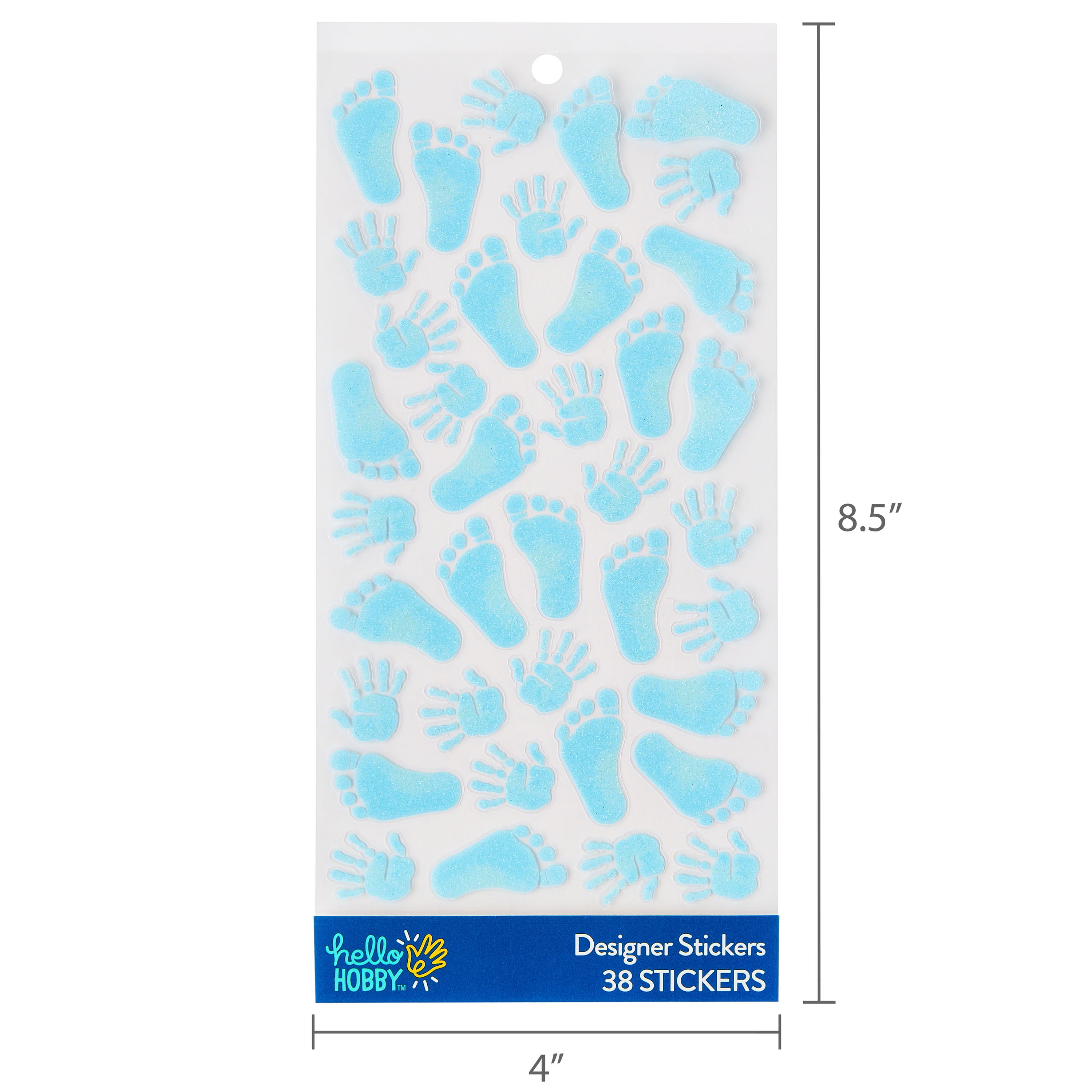 Hello Hobby Blue Baby Boy Hand & Footprint Designer Stickers, 38 Count