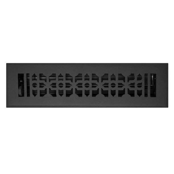 Madelyn Carter Cubierta de ventilación estilo catedral contemporánea de aluminio fundido sólido controles interiores flujo de aire 2 x 12 pulgadas (cara total: 3.75 x 13.5 pulgadas) negro mate