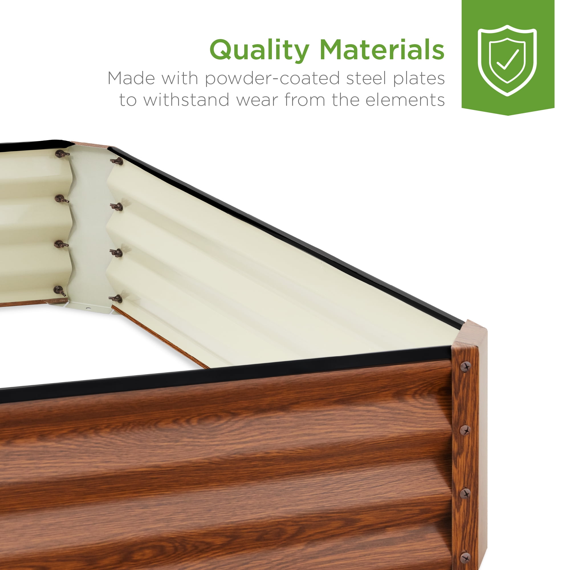 Best Choice Products 6x3x1ft Outdoor Metal Raised Garden Bed for Vegetables, Flowers, Herbs, Plants - Wood Grain