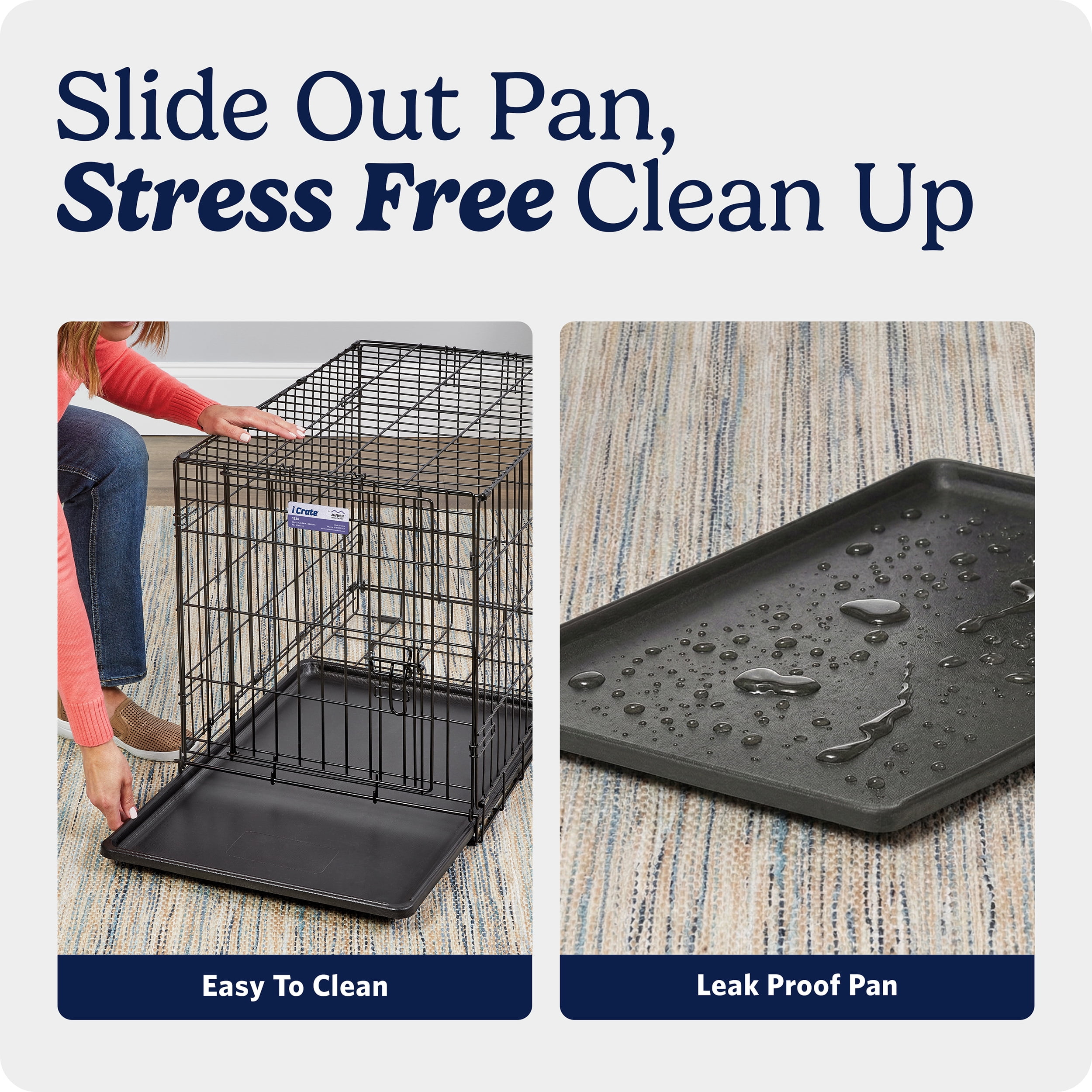MidWest Homes for Pets iCrate Folding Dog Crate 24-inch with Divider, Leak-Proof Tray & Secure Latches - Portable, Durable Metal Wire Kennel