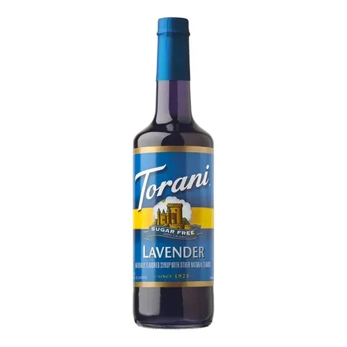 Torani Sugar-Free Lavender Flavoring Syrup 750 mL/25.36 oz Glass Bottle