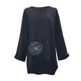 thumbnail image 4 of asdoklhq Long Sleeve T Shirts for Women,Plus Size Women Casual Long Sleeve Floral Print Loose V-neck Shirt Blouse Top, 4 of 9