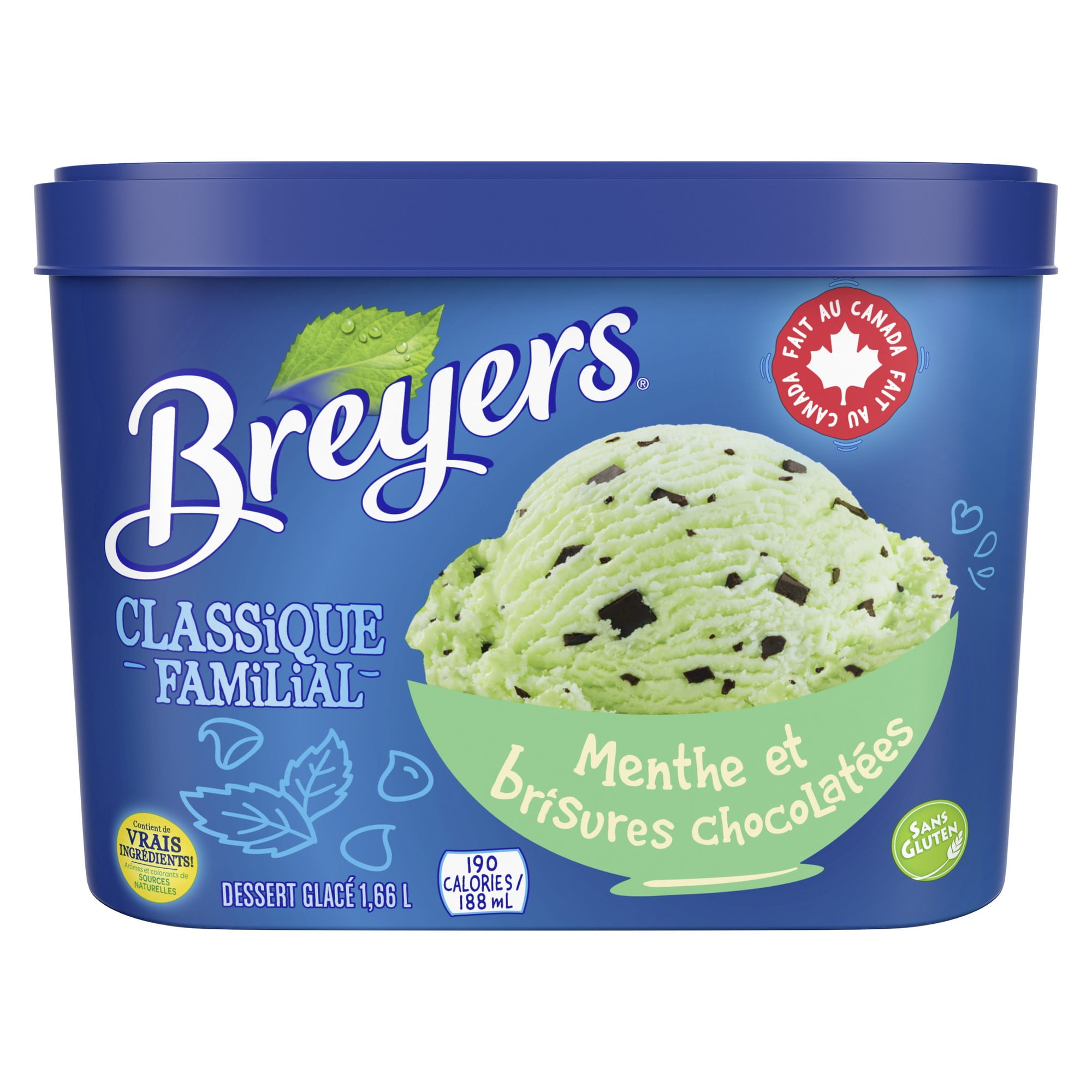 Dessert Glacé Breyers Classique Familial Menthe et Brisures Chocolatées