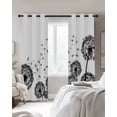 thumbnail image 2 of Dandelion Blackout Curtains for Bedroom, Thermal Insulated Drapes, Black White Modern Country Rustic Plants Black Out Curtains 63 Inch Long Room Darkening Kitchen Curtains 42"x63" 2 Panels, 2 of 8