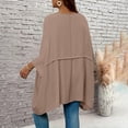 thumbnail image 5 of Delconic Womens Three Quarter Sleeve Blouse Casual Work Tunic Top Loose Fit Asymmetrical Hem Layered Pullover Office Shirt Khaki 2XL, 5 of 5