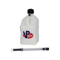 VP Racing 3522-CA 5.5-Gallon Square Motorsport Jug, White w/14 Inch Deluxe Filter Hose Close -Trimmed Cap and Neck for Tight Seal (1 Pack)