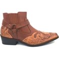 thumbnail image 2 of Men's Cowboy Boots Western Leather Lined Ankle Harness Strap Side Zipper Shoes, 2 of 5
