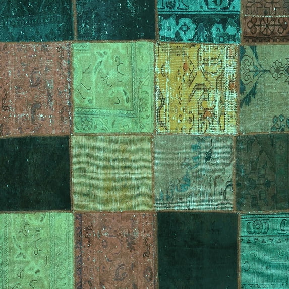 Ahgly Company Indoor Square Patchwork Turquoise Blue Transitional Area Rugs, 4' Square