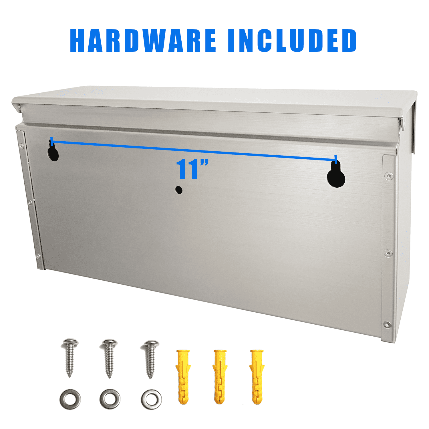 Plugsharge Modern Design Brushed Stainless Steel Mailbox for Walls, Heavy Duty Wall Mounted Mailbox - 14.5'' x 3.75'' x 7.1'' Rust Proof Steel Dropbox with Rainproof Design, Silver