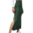 thumbnail image 7 of pbnbp Women High Elastic Waist Bodycon Skirts Solid Knit Straight Stretch Pencil Maxi Skirt Wrap Side Split Long Skirt, 7 of 7