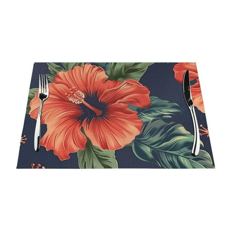

Floral painting in watercolor Table mat can be wiped dinner mat set felt can be wiped heat-resistant waterproof and non slip dinner mat rectangular thick mat