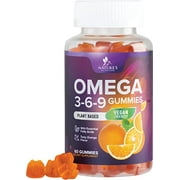 Omega 3 6 9 Vegan Gummies - Triple Strength Omega 3 Supplement Gummy - Essential Oil 369 Heart Support and Brain Support for Women, Men & Pregnant Women, Non-GMO, Orange Flavor - 60 Gummies