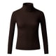 thumbnail image 2 of Gibobby Sueteres Para Mujeres Calientitos Suéter de punto de mujer Color sólido O Cuello de fondo Suéter de cuello Tops(Café,CH), 2 of 5