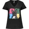 thumbnail image 3 of Inktastic Blue French Bull Dog Women's Plus Size V-Neck T-Shirt, 3 of 5