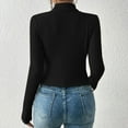thumbnail image 6 of Women's Ribbed Knit Long Sleeve Turtleneck Tops Cutout Hollow Out Slim Fit Pullover Shirts Black1,S, 6 of 6