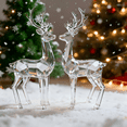 thumbnail image 4 of 2 Pcs Clear Reindeer Sculptures, Christmas Elk Figurines, Elegant Indoor Decor for  Tabletop Living Room Office Bookself Mantle, 4 of 4