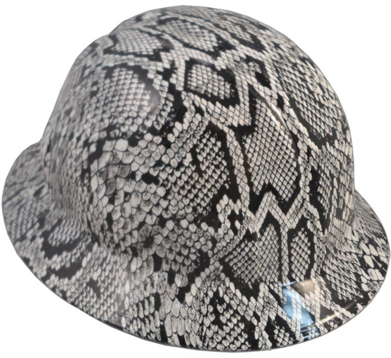 Snakeskin White Hydro Dipped Hard Hats Full Brim Style