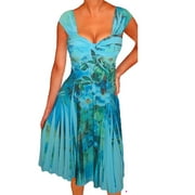 Funfash Plus Size Blue Slimming Empire Waist Cocktail Cruise Dress Made in USA