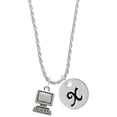 thumbnail image 1 of Delight Jewelry Silvertone Computer Silvertone Script Initial Disc - X - Charm Necklace, 20"+3", 1 of 1