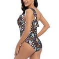 thumbnail image 4 of Gukieu Forest Cute Owl Print One-shoulder Ruffled One-piece Swimsuit with Removable Chest Pads and Tummy-control Swimsuit for Women-X-Large, 4 of 6