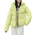 thumbnail image 2 of CENGNIAN No Boundaries Ladies Hooded Quilted Lightweight Coats,Women's Winter Short Outerwear,Waterproof Packable Outerwear For Women,Yellow,Size L, 2 of 5