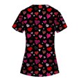 thumbnail image 3 of Valentines Day Print Nursing Uniforms for Women Love Heart Printed V Neck Breathable Workwear Shirt Short Sleeve Professionals Soft Stretch Scrub Tops with Pockets (Black), 3 of 4