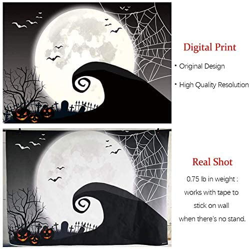 DULUDA 7x5ft Nightmare Before Christmas Themed Backdrop Halloween Pumpkin Birthday Baby Shower Photo Studio Photography Background Party Home Decor Pictures Decoration Shoot HW39